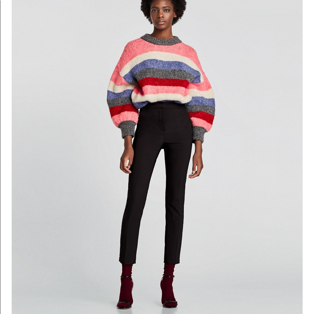 ZARA High Waist Skinny Trousers - BLACK